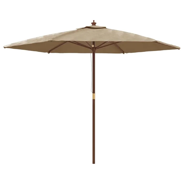 vidaXL Sombrilla de jardín con poste de madera gris taupé 299×240 cm