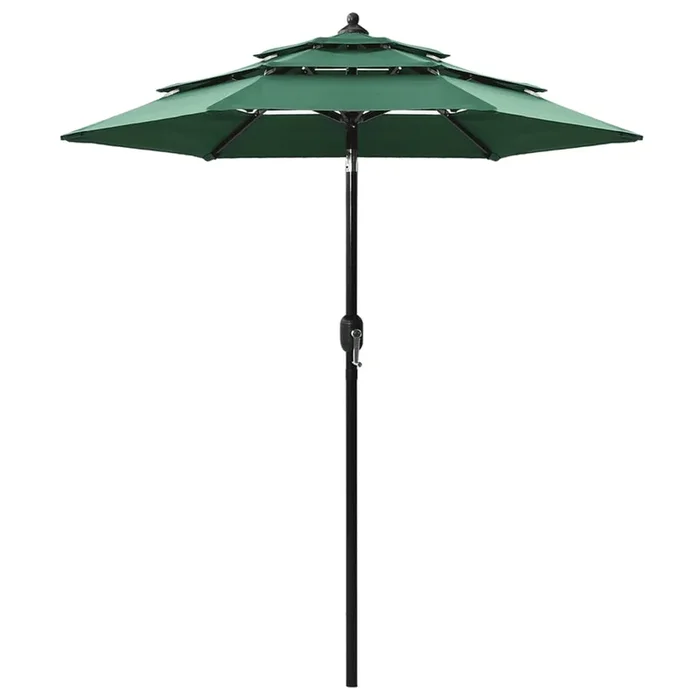 vidaXL Sombrilla de jardín de 3 niveles con palo de aluminio verde 2 m