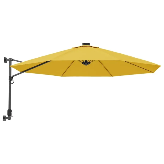 vidaXL Sombrilla de pared con LED amarillo 290 cm