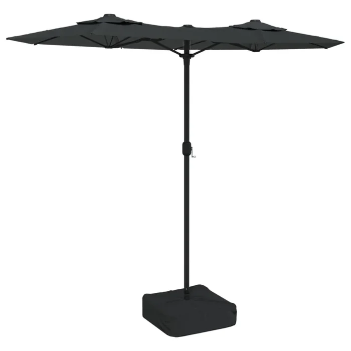 vidaXL Sombrilla doble de jardín con luces LED antracita 316×145 cm