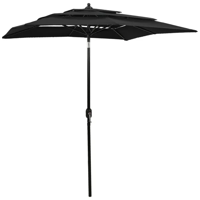 vidaXL Sombrilla jardín 3 niveles con palo de aluminio negro 2,5×2,5 m