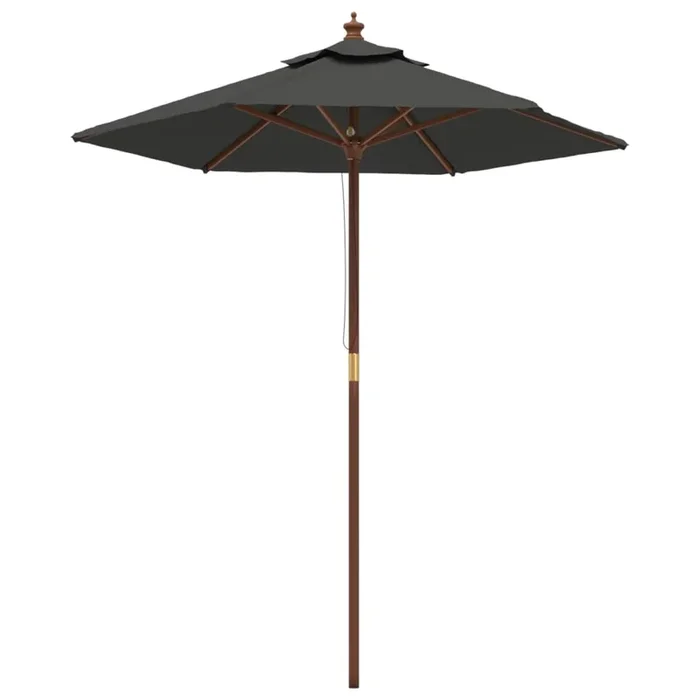 vidaXL Sombrilla jardín con poste de madera gris antracita 196×231 cm