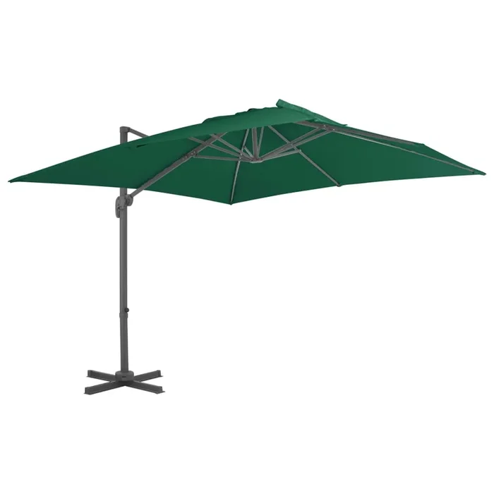 vidaXL Sombrilla jardín voladiza con palo de aluminio verde 300×300 cm