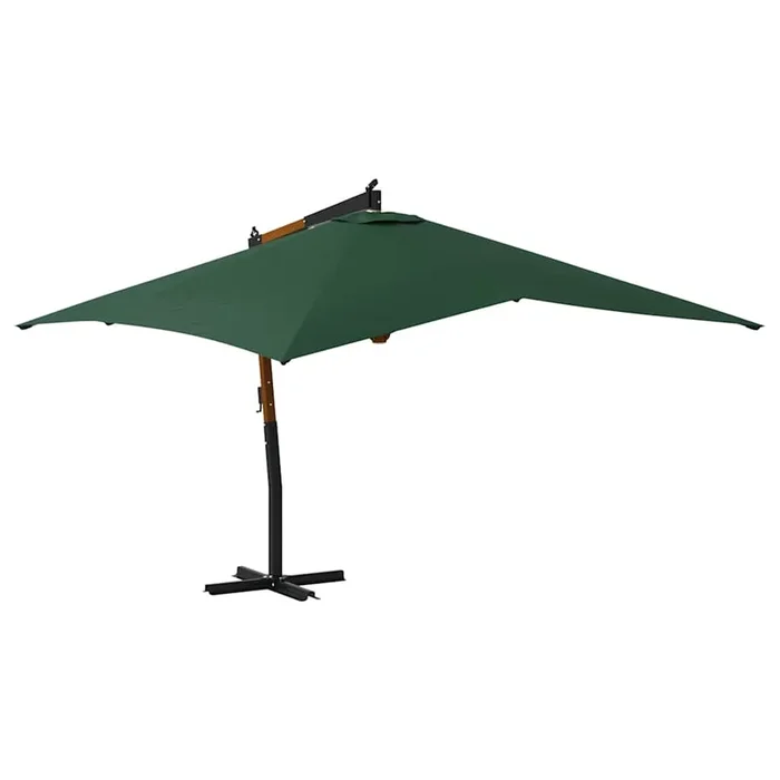 vidaXL Sombrilla jardín voladiza con palo de madera verde 400×300 cm