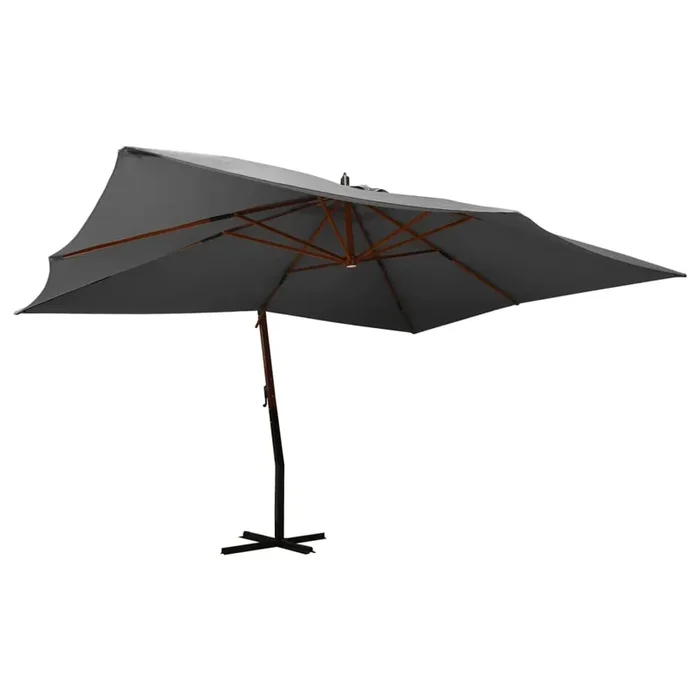 vidaXL Sombrilla jardín voladiza palo de madera antracita 400×300 cm