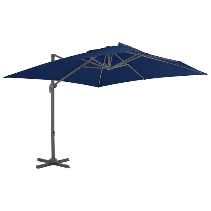 vidaXL Sombrilla voladiza con poste de aluminio azul marino 3×3 m