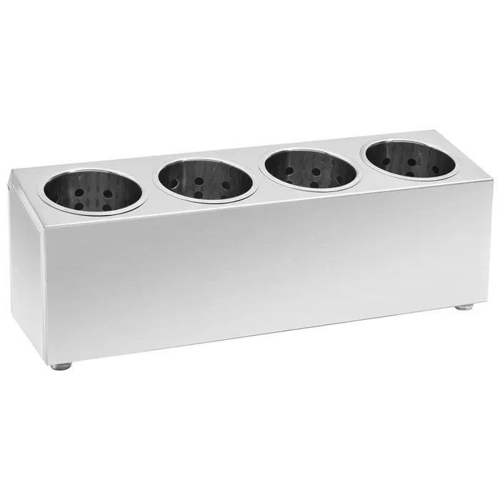 vidaXL Soporte para cubiertos 4 rejillas acero inoxidable rectangular