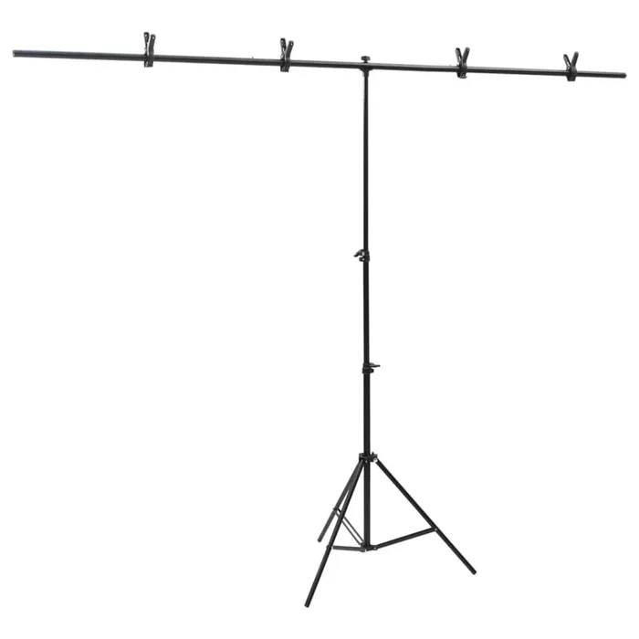 vidaXL Soporte para fondos en forma de T negro 201x60x(70-200) cm