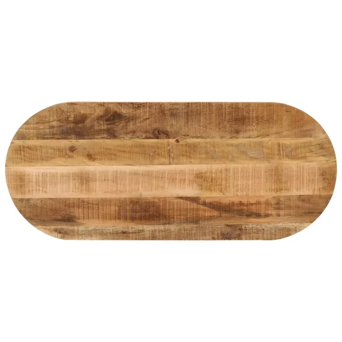 vidaXL Tablero de mesa ovalado madera maciza mango rugosa 110x50x2,5cm