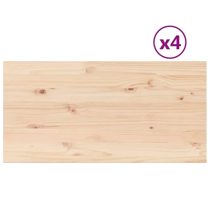 vidaXL Tablero de mesa rectangular 4 uds madera de pino 100x50x2,5 cm