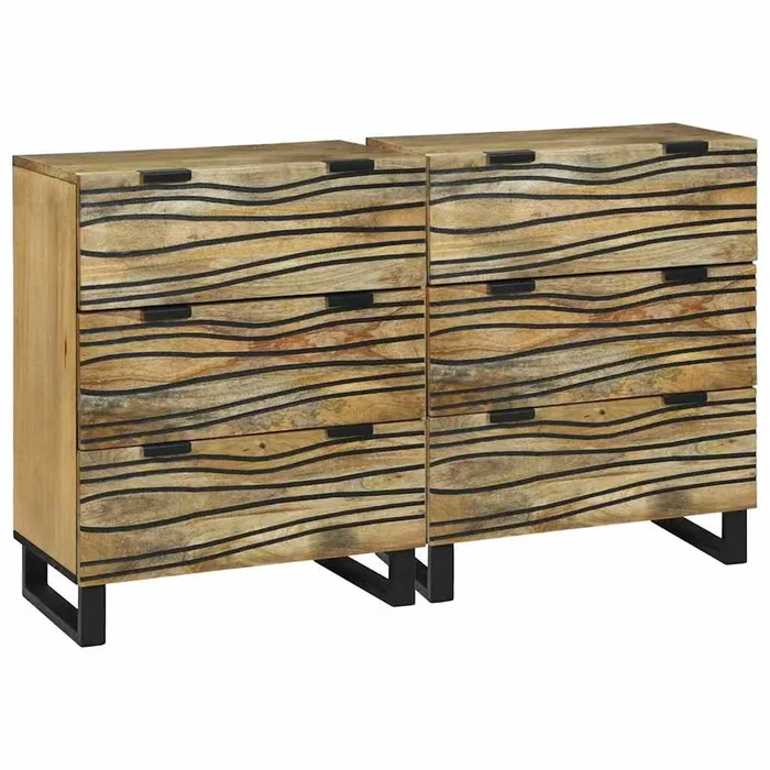 vidaXL Tableros Lateral con cajón 2 pcs Marrón 60 x 33.5 x 75 cm