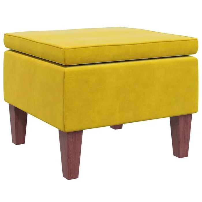 vidaXL Taburete con patas de madera terciopelo amarillo (2)