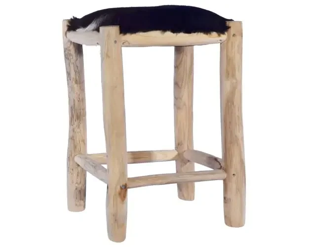 vidaXL taburete de cocina cuero real de cabra y madera de teca maciza | Brico Depôt Nuova Collezione