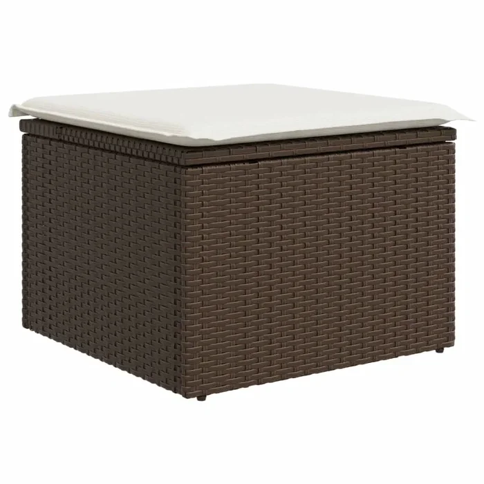 vidaXL Taburete de jardín con cojín ratán sintético marrón 55x55x37 cm (3)