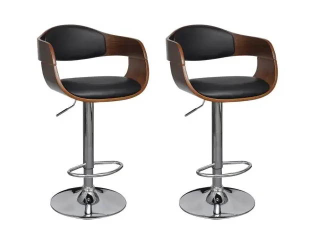 vidaXL taburetes de cocina 2 uds cuero sintético madera curvada negro | Brico Depôt Popolare