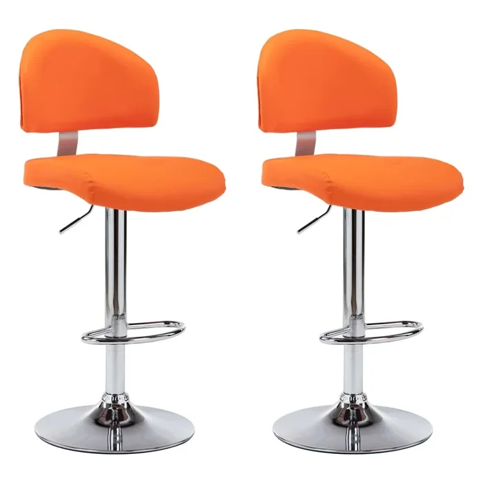 vidaXL Taburetes de cocina 2 unidades cuero sintético naranja (2)
