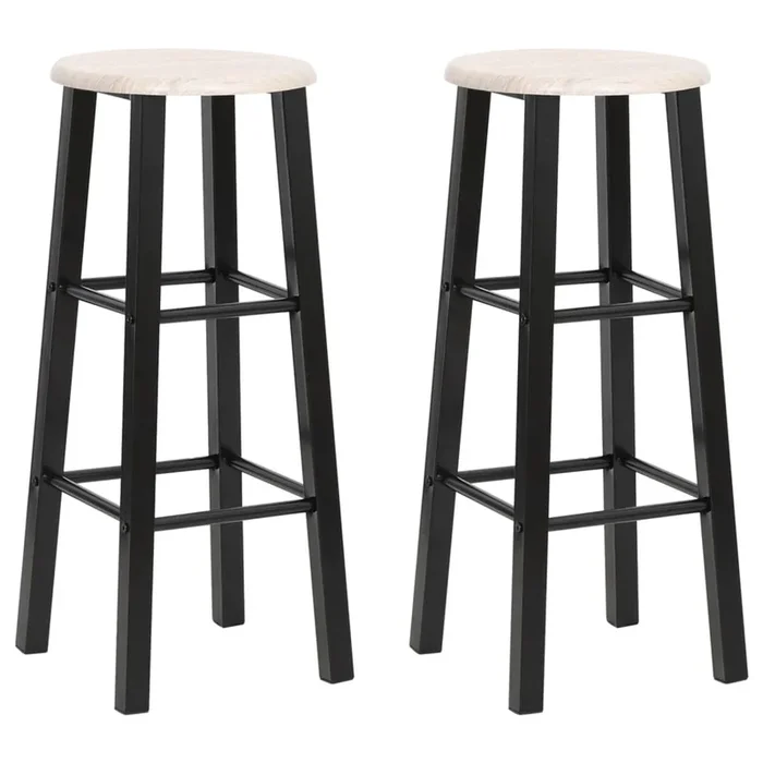 vidaXL Taburetes de cocina 2 unidades MDF negros