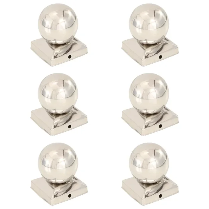 vidaXL Tapas para postes 6 uds acero inoxidable globo final 91×91 mm