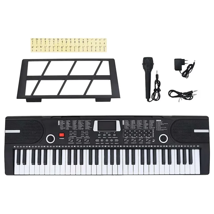 vidaXL Teclado eléctrico de piano de 61 teclas con atril para niños