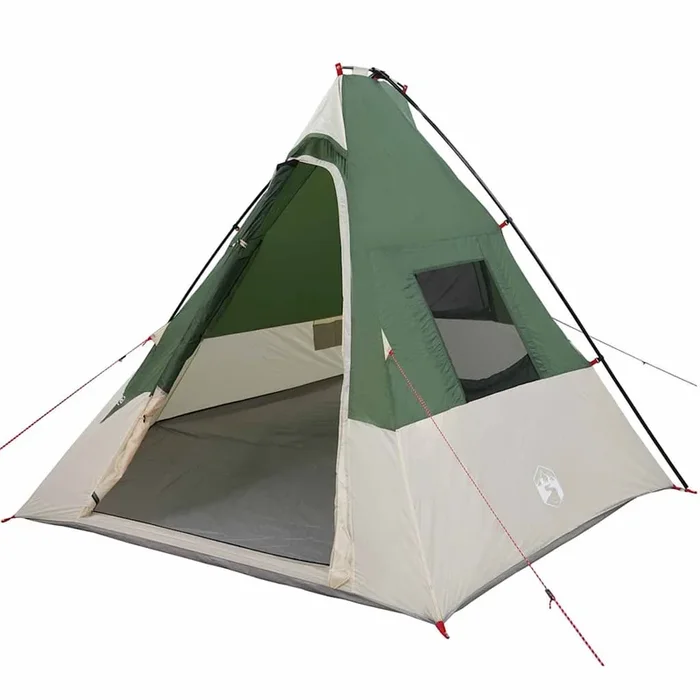 vidaXL Tienda con techo Verde y Negro 383 x 338 x 217 cm Poliéster