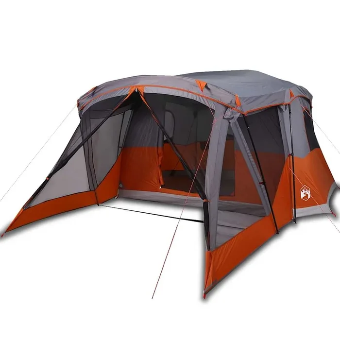 vidaXL Tienda de campaña con porche 4 personas impermeable naranja (2)