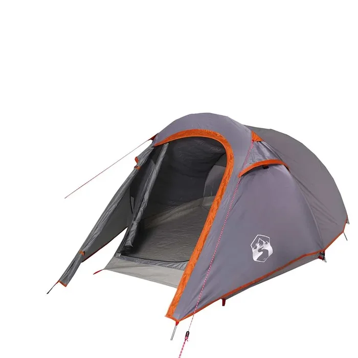 vidaXL Tienda de campaña túnel 3 personas impermeable gris y naranja (2)