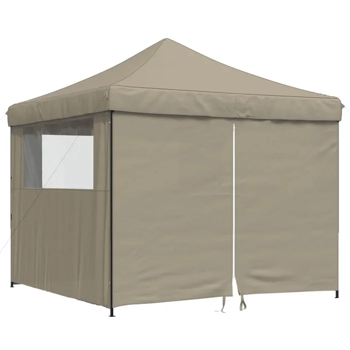 vidaXL Tienda de fiesta plegable Pop-Up con 4 paredes laterales taupe (2)