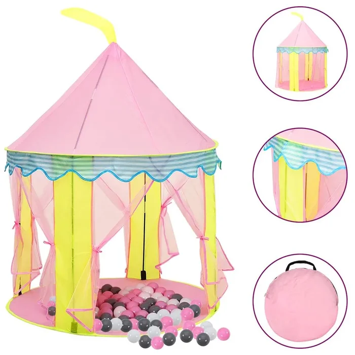 vidaXL Tienda de juegos para niños con 250 bolas rosa 100x100x127 cm (3)