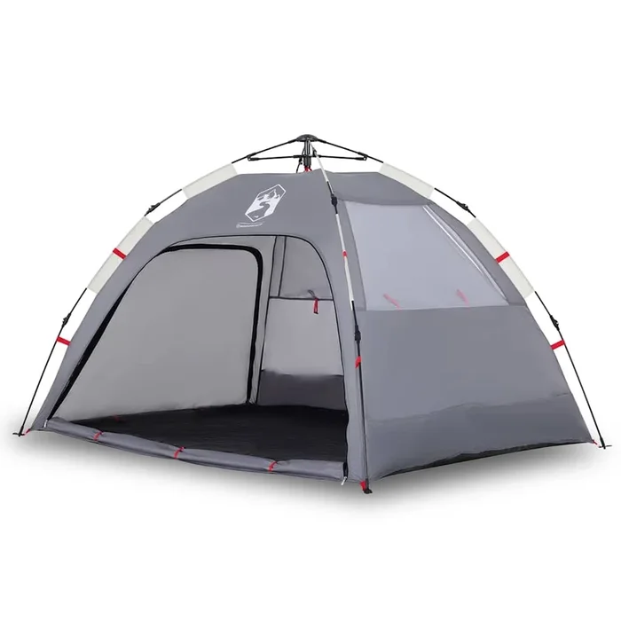 vidaXL Tienda de playa 2 personas impermeable apertura rápida gris