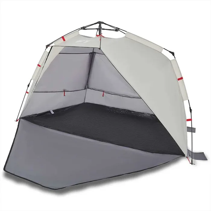 vidaXL Tienda de playa 3 personas impermeable apertura rápida gris