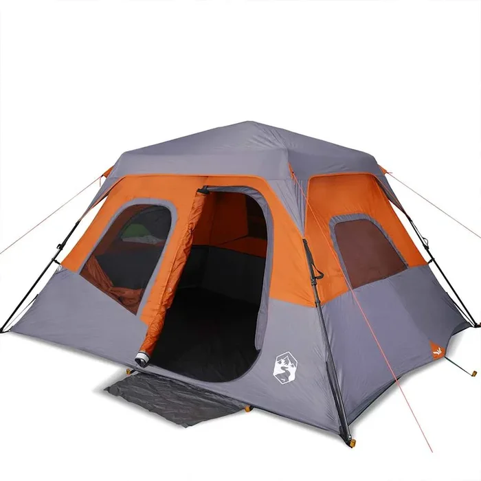 vidaXL Tienda familiar 6 personas impermeable apertura rápida gris