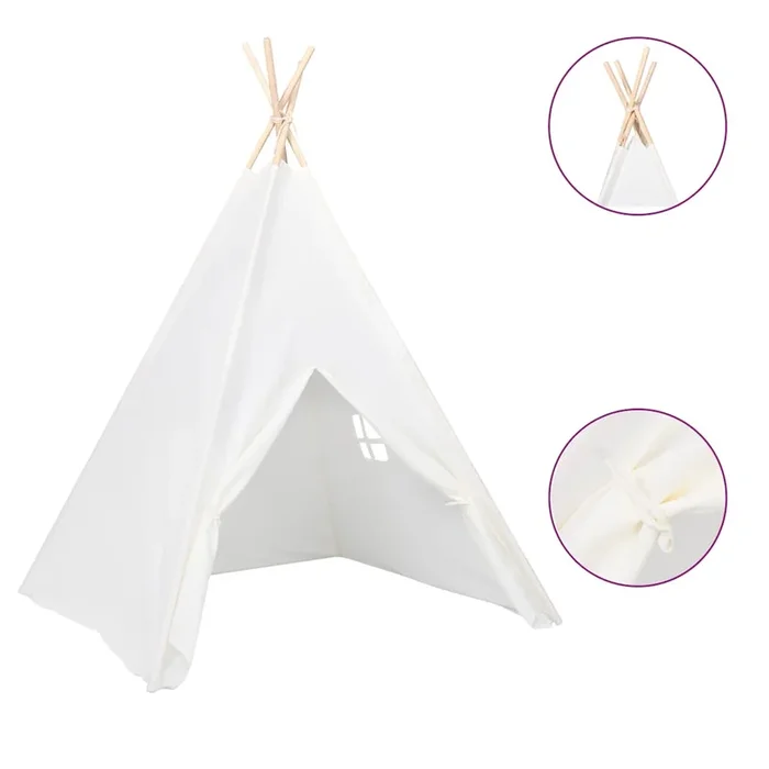 vidaXL Tienda tipi niños y bolsa piel melocotón blanco 120x120x150cm