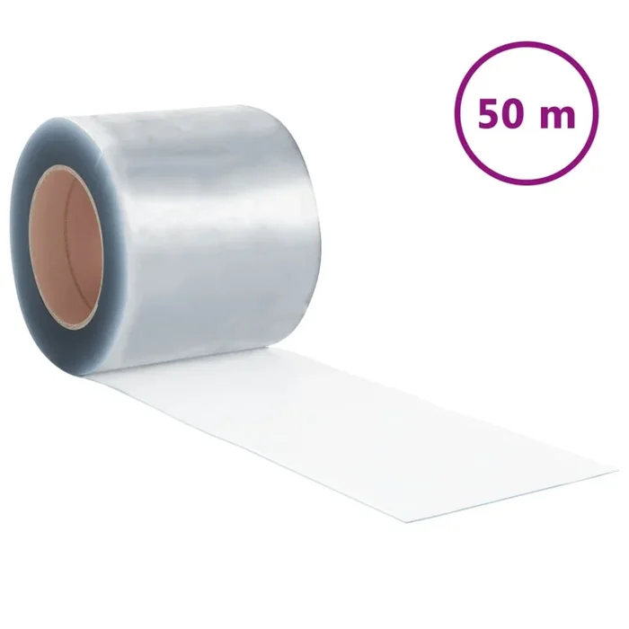 vidaXL Tira de cortina para puertas PVC transparente 200×1,6 mm 50 m