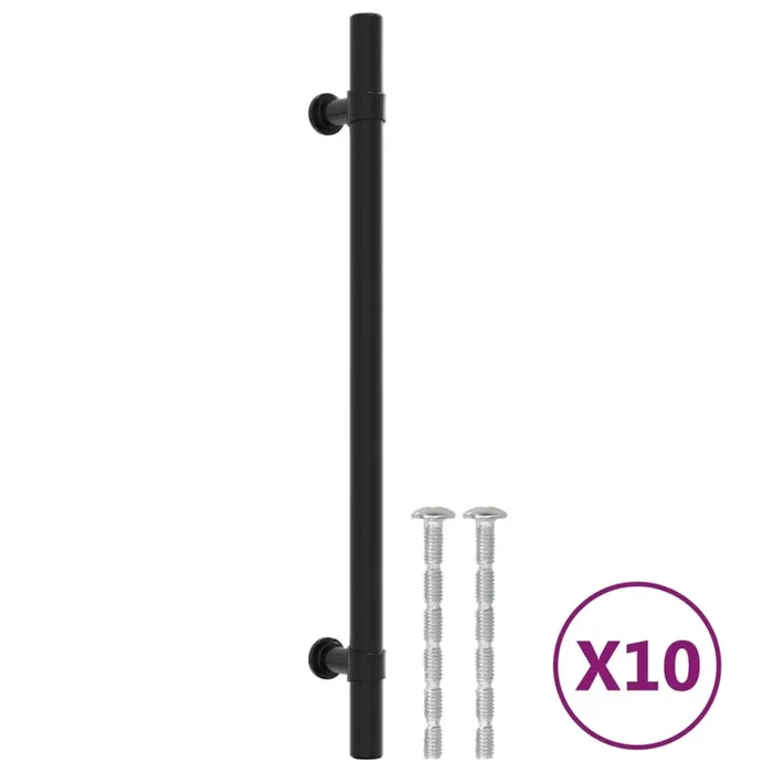 vidaXL Tiradores para armarios 10 uds acero inoxidable negro 192 mm (2)