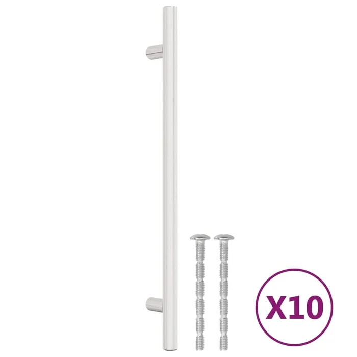 vidaXL Tiradores para armarios 10 uds acero inoxidable plateado 192 mm