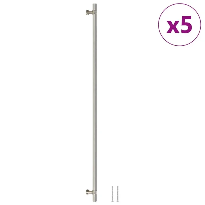 vidaXL Tiradores para armarios 5 uds acero inoxidable plateado 480 mm (2)