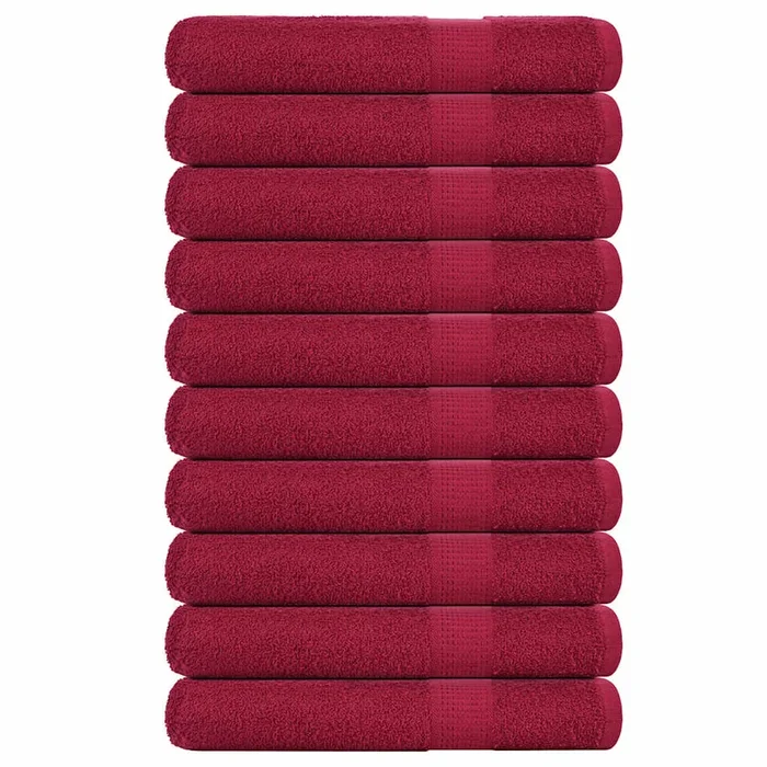 vidaXL Toallas 10 uds 100% algodón burdeos 100×200 cm 600 gsm