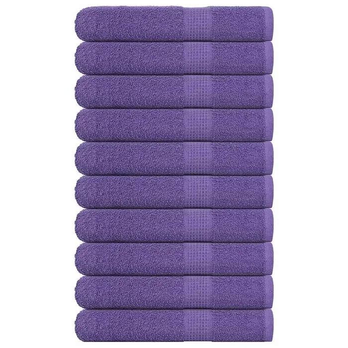 vidaXL Toallas 10 uds 100% algodón morado 100×200 cm 600 gsm