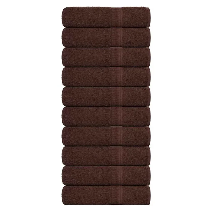 vidaXL Toallas de invitados 10 uds 100% algodón marrón 70x140cm 360gsm