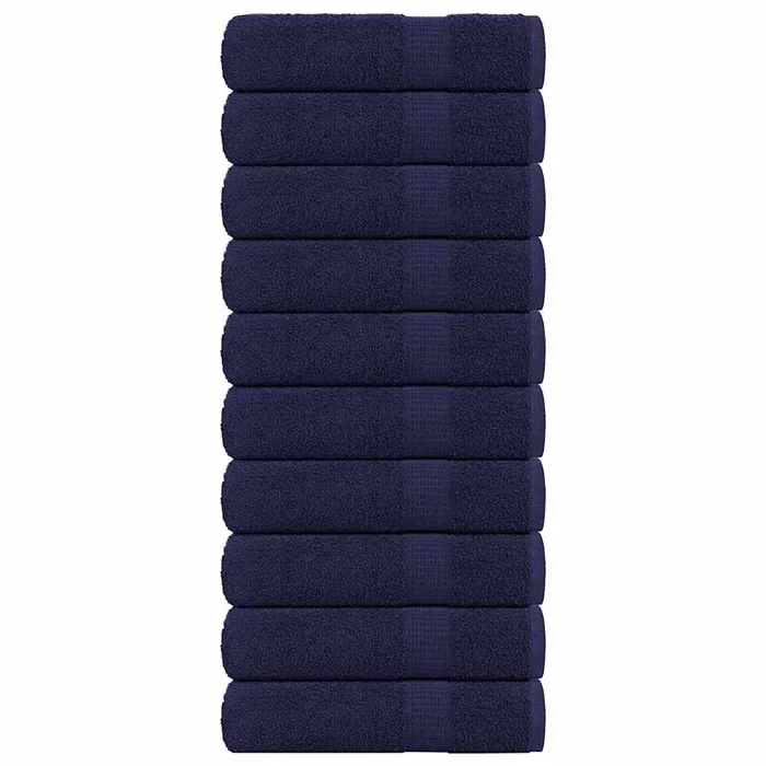 vidaXL Toallas de mano 10uds azul marino 50x100cm 360gsm 100% algodón