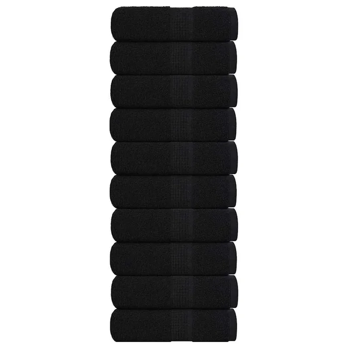 vidaXL Toallas de visita 10 uds negro 30×50 cm 360 gsm 100% algodón