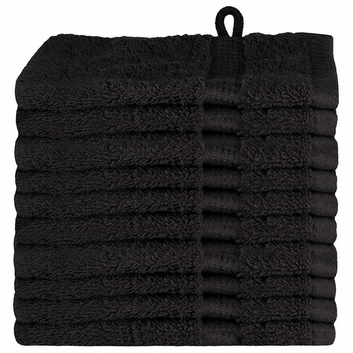 vidaXL Toallitas SOLUND 10 pcs Negro Algodón