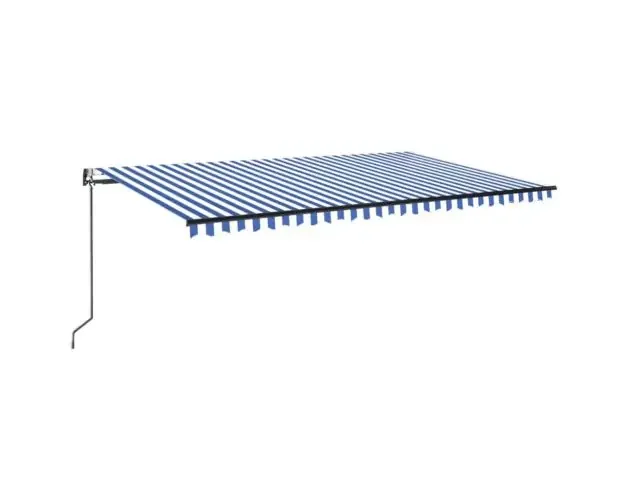 vidaXL toldo automático LED sensor de viento azul y blanco 500×300 cm | Brico Depôt Soddisfatti O Rimborsati