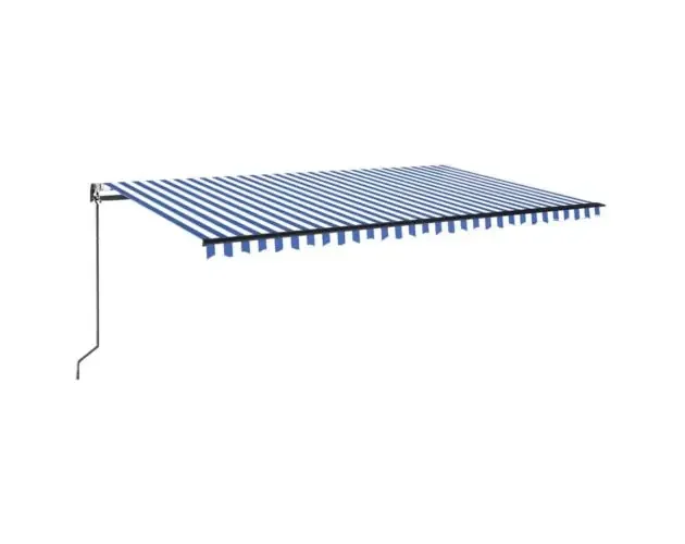 vidaXL toldo automático LED sensor de viento azul y blanco 500×350 cm | Brico Depôt Pagamento Sicuro