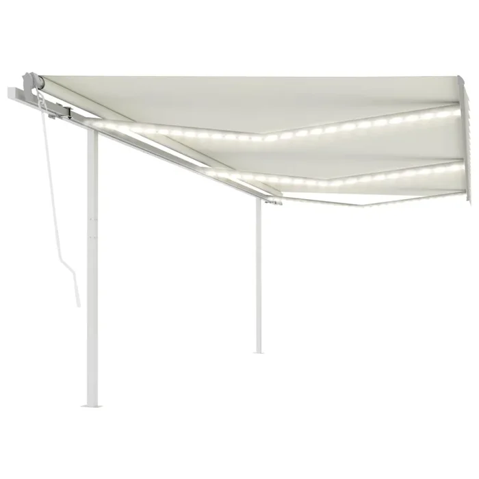 vidaXL Toldo automático LED sensor de viento crema 6×3,5 m