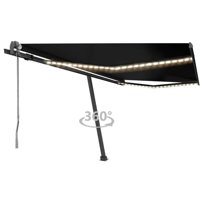 vidaXL Toldo automático LED sensor de viento gris antracita 400×300 cm