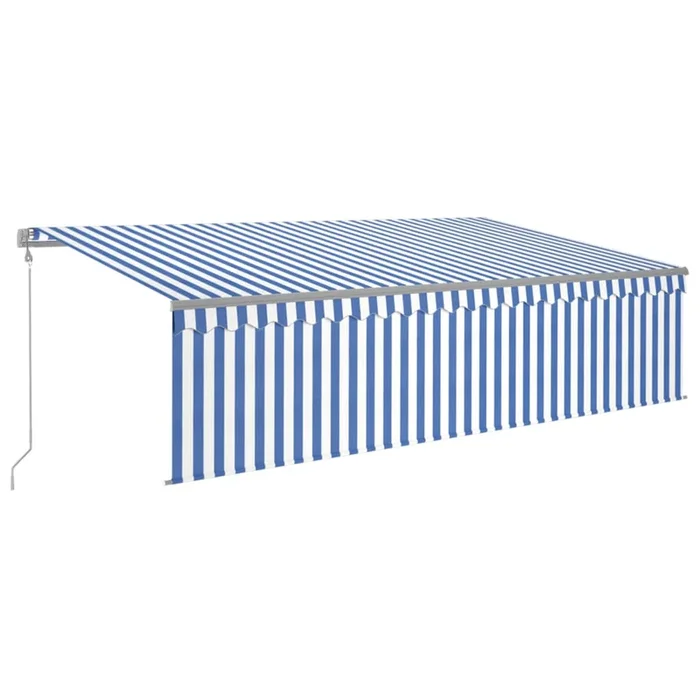 vidaXL Toldo automático persiana LED sensor viento azul blanco 5×3 m (2)