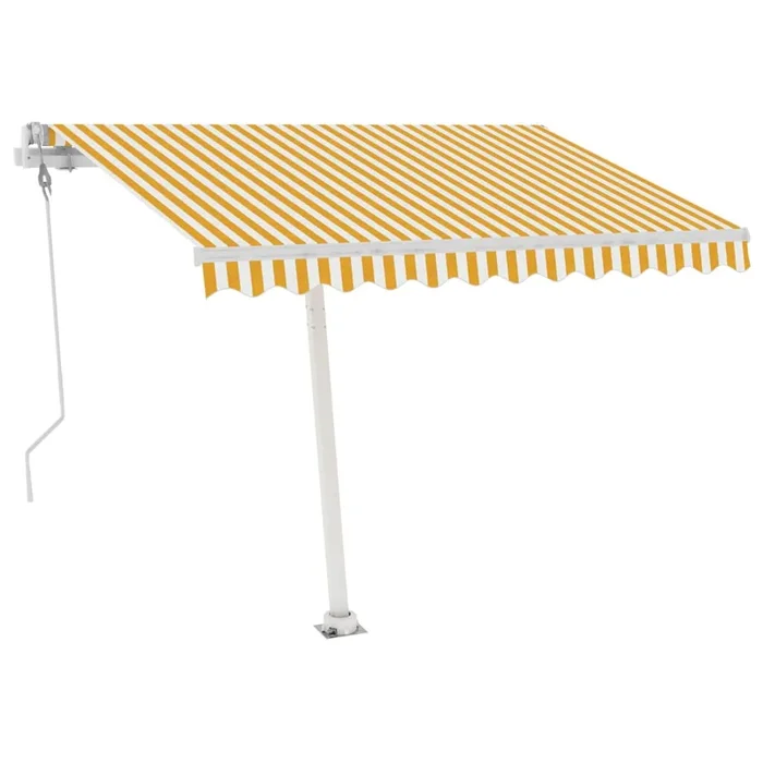 vidaXL Toldo de pie automático amarillo y blanco 350×250 cm (2)