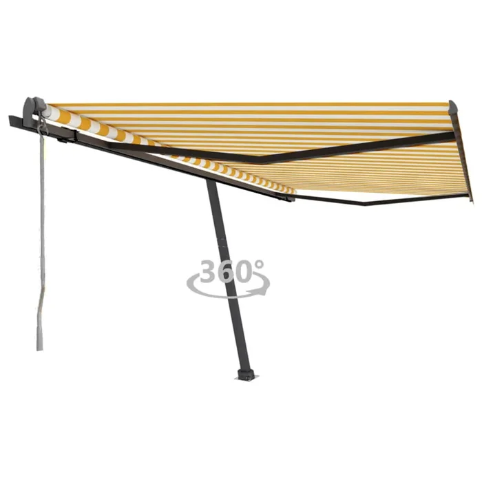 vidaXL Toldo de pie automático amarillo y blanco 400×350 cm