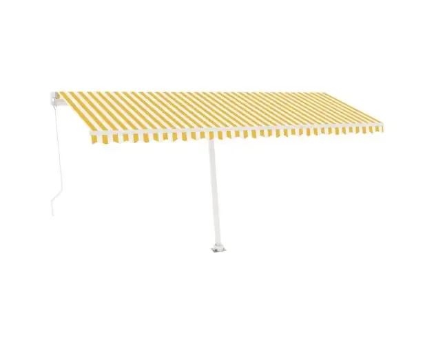 vidaXL toldo de pie retráctil manual amarillo y blanco 500×350 cm | Brico Depôt Edizione Limitata